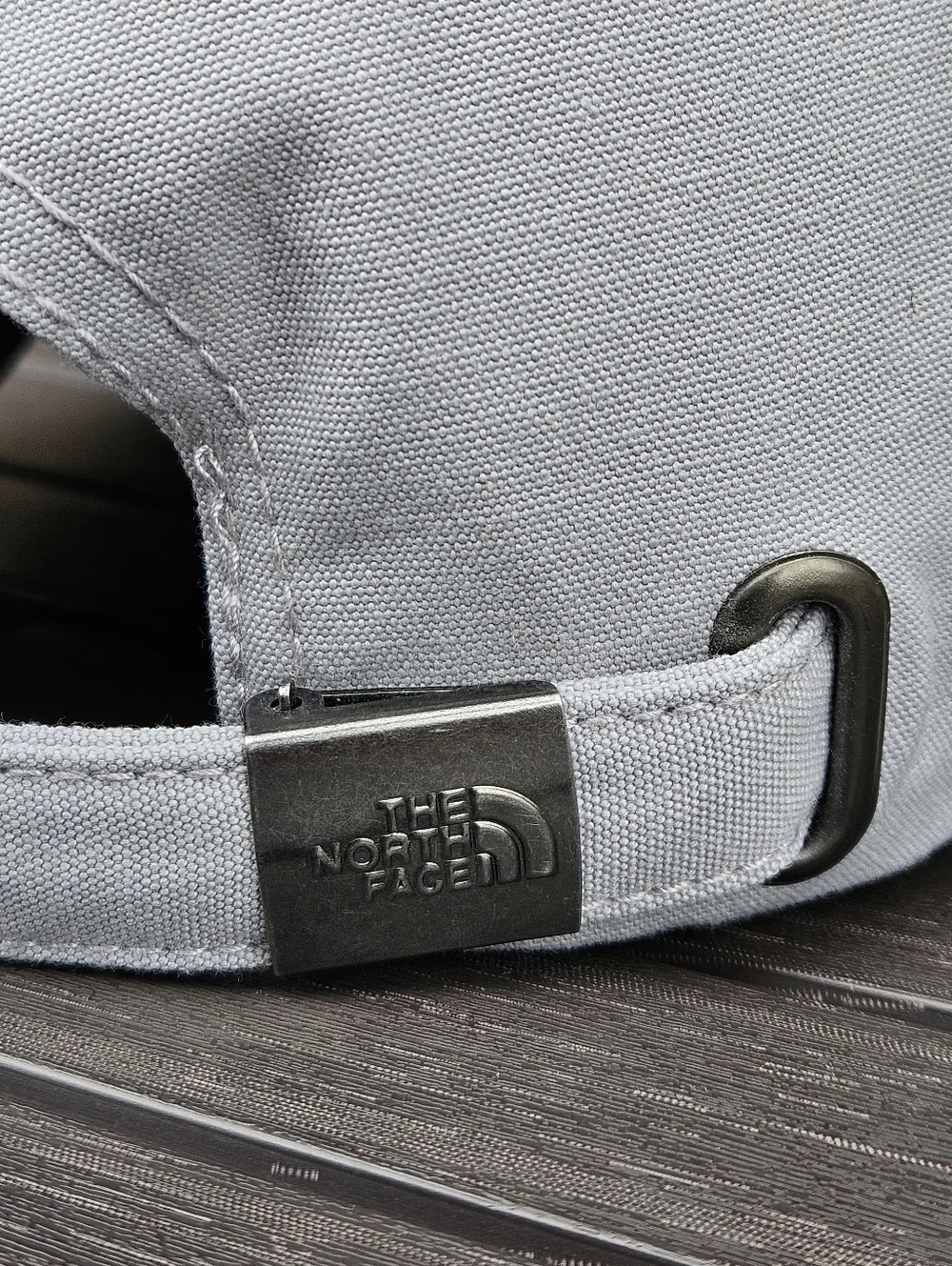 North Face Gray Logo Hat Cap Strap Back Outdoor Hiking Classic Unisex OS EUC